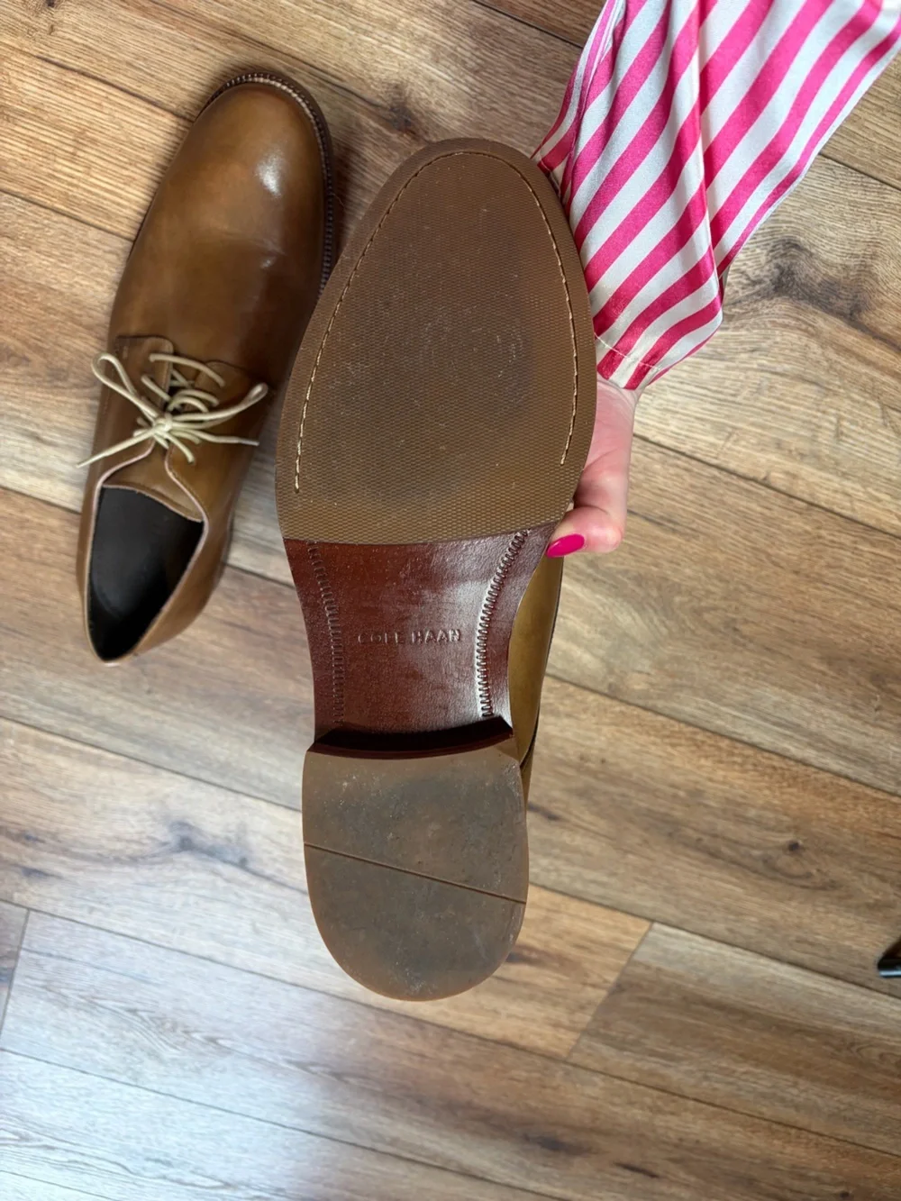 Cole Haan Men's Williams Plain Toe British Tan Leather Oxford Dress Shoes